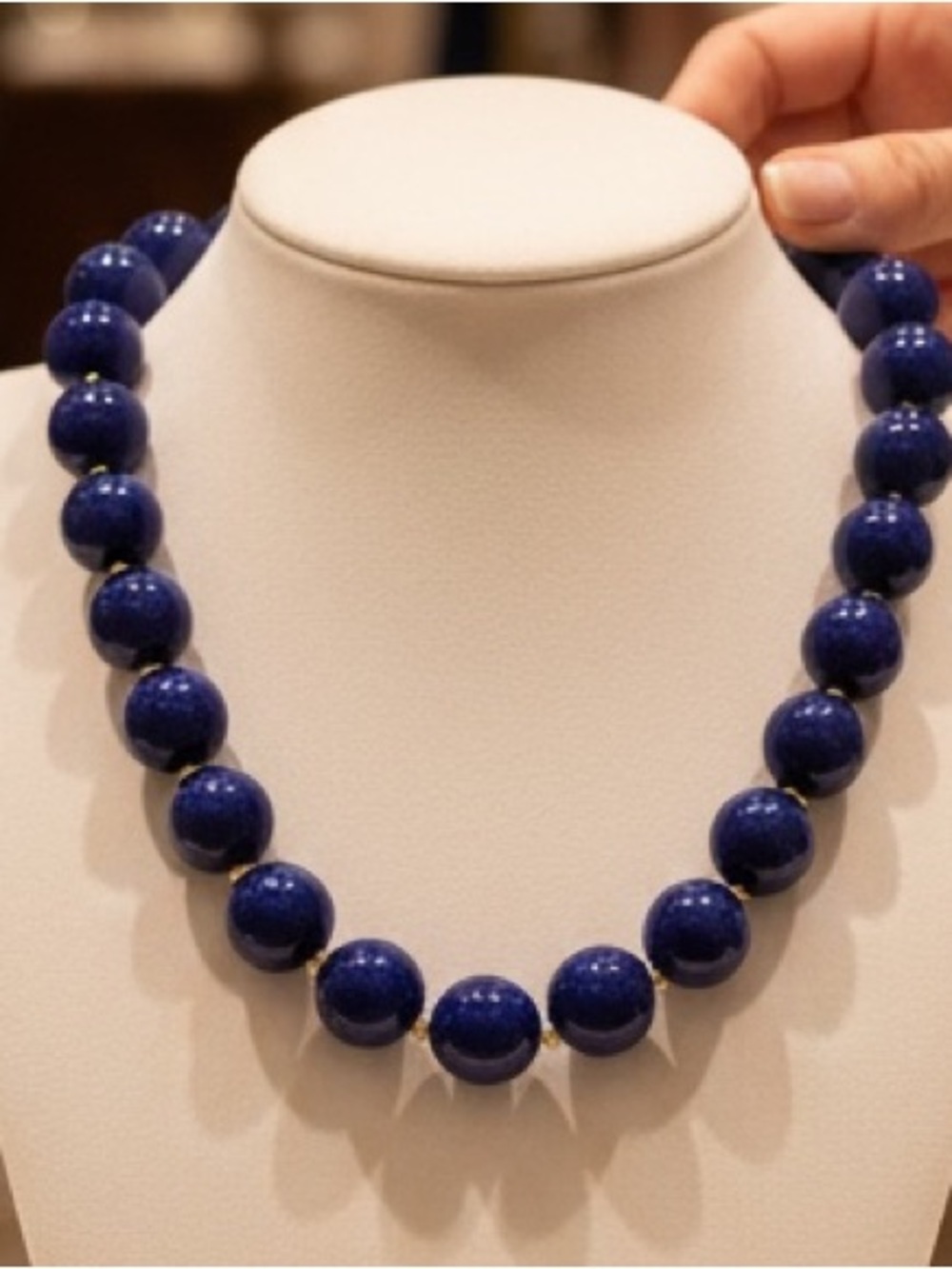 1950 s Mid 20 th century patented Classic Navy Beaded Necklace -Monet